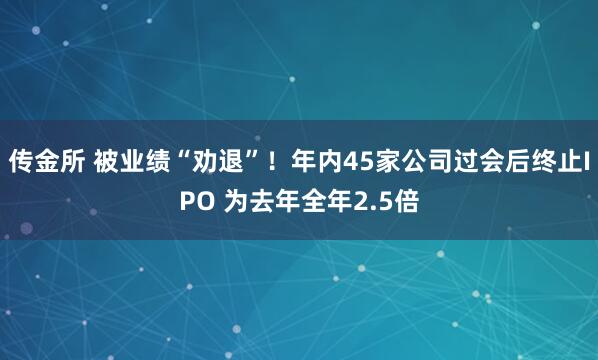 传金所 被业绩“劝退”！年内45家公司过会后终止IPO 为去年全年2.5倍